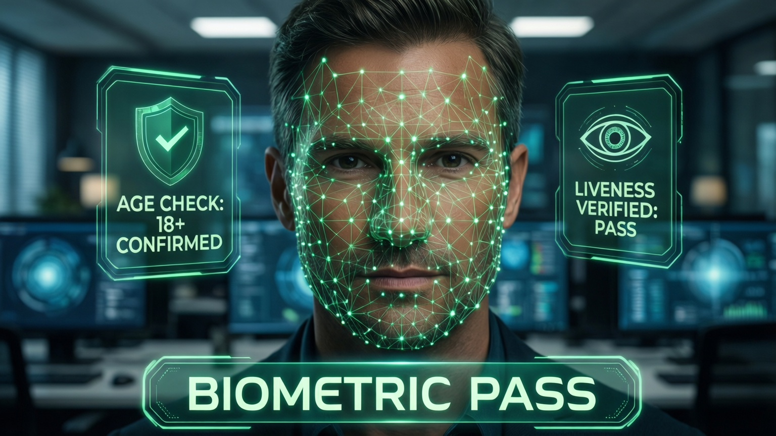 Liveness and age check passing for an adult