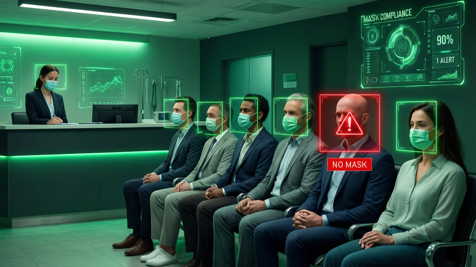 Face mask compliance detection in a clinic